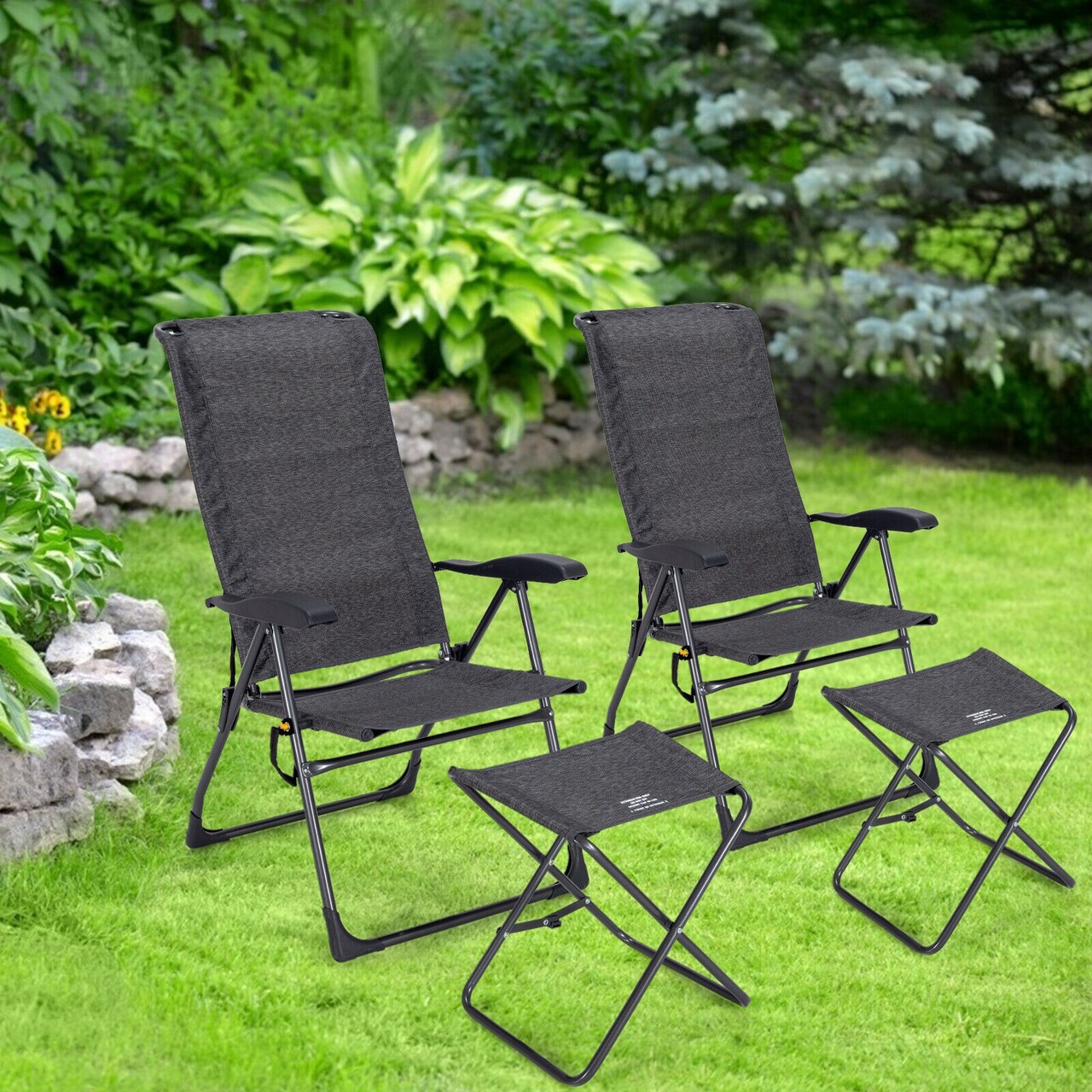 Adjustable patio chair with discount ottoman